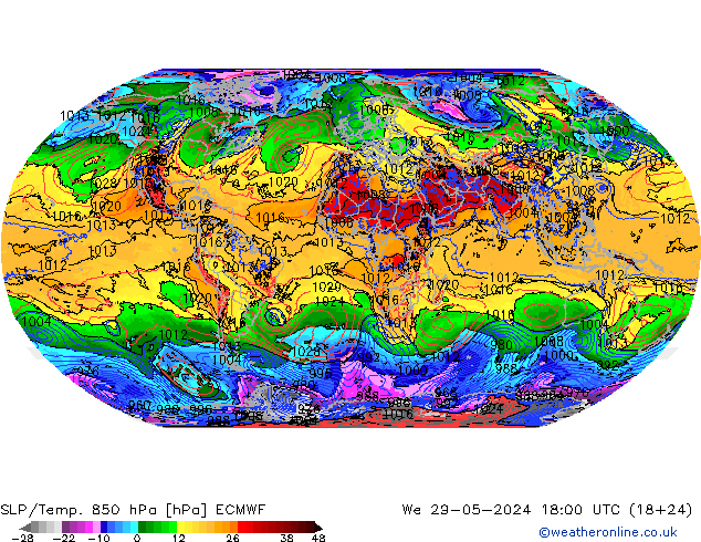 SLP/Temp. 850 hPa ECMWF We 29.05.2024 18 UTC