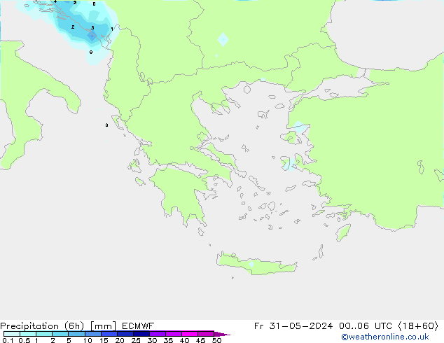 Precipitazione (6h) ECMWF ven 31.05.2024 06 UTC