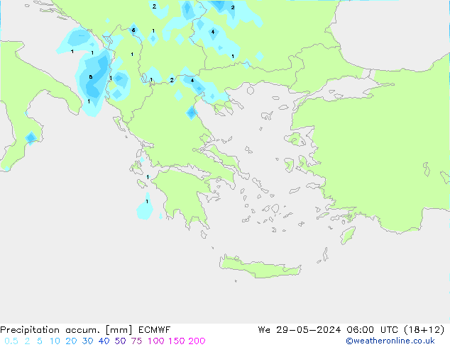 Precipitation accum. ECMWF St 29.05.2024 06 UTC