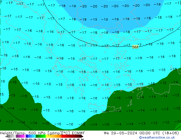 Z500/Rain (+SLP)/Z850 ECMWF mer 29.05.2024 00 UTC