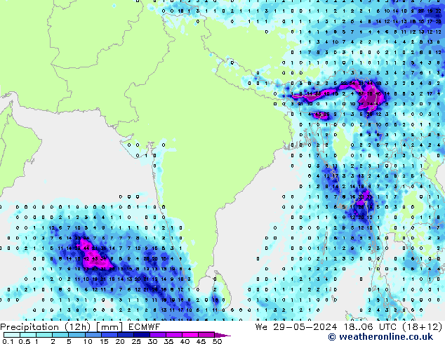 Precipitazione (12h) ECMWF mer 29.05.2024 06 UTC