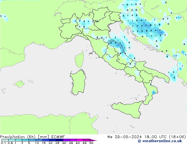 осадки (6h) ECMWF ср 29.05.2024 00 UTC