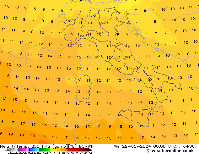 Z500/Rain (+SLP)/Z850 ECMWF Qua 29.05.2024 00 UTC