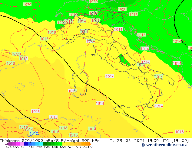 500-1000 hPa Kalınlığı ECMWF Sa 28.05.2024 18 UTC