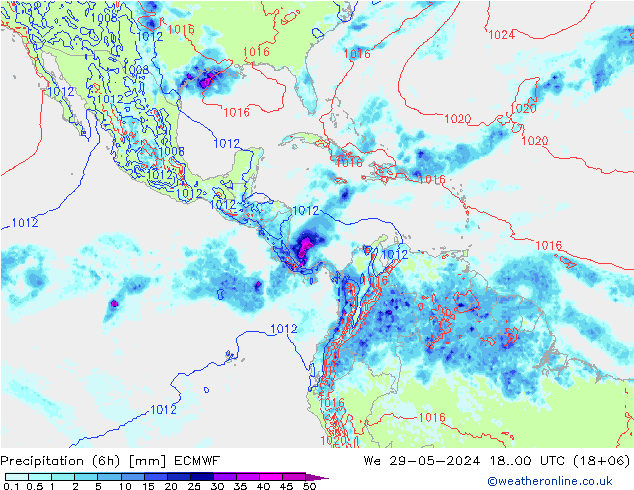 Z500/Yağmur (+YB)/Z850 ECMWF Çar 29.05.2024 00 UTC