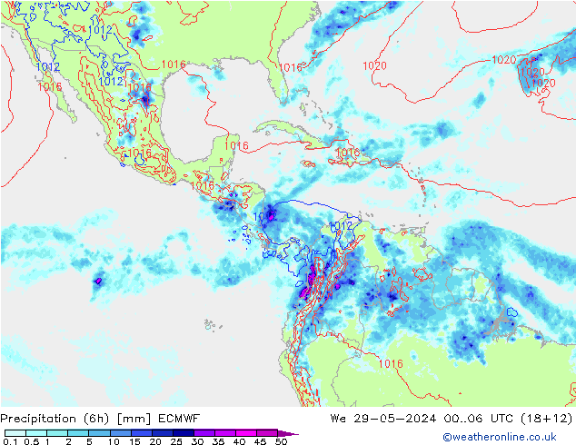 Z500/Rain (+SLP)/Z850 ECMWF Qua 29.05.2024 06 UTC