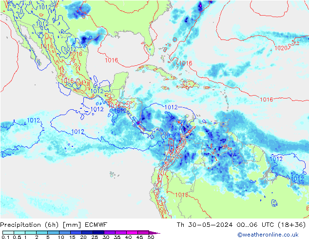 Z500/Rain (+SLP)/Z850 ECMWF Qui 30.05.2024 06 UTC