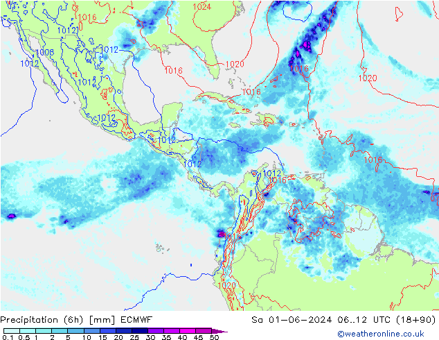 Z500/Rain (+SLP)/Z850 ECMWF Sa 01.06.2024 12 UTC