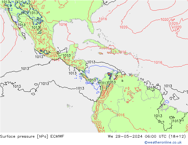 Luchtdruk (Grond) ECMWF wo 29.05.2024 06 UTC