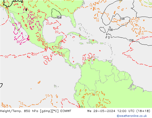 Z500/Regen(+SLP)/Z850 ECMWF wo 29.05.2024 12 UTC