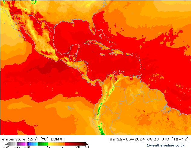 Sıcaklık Haritası (2m) ECMWF Çar 29.05.2024 06 UTC