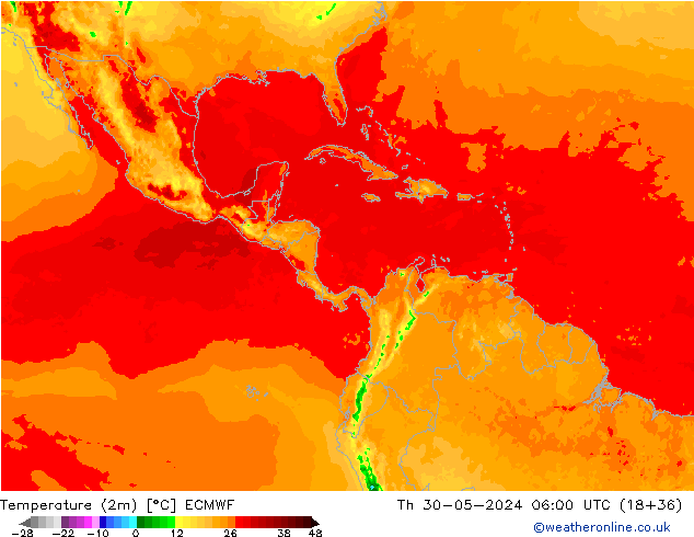 température (2m) ECMWF jeu 30.05.2024 06 UTC