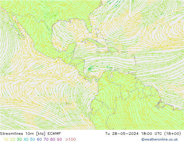 ветер 10m ECMWF вт 28.05.2024 18 UTC