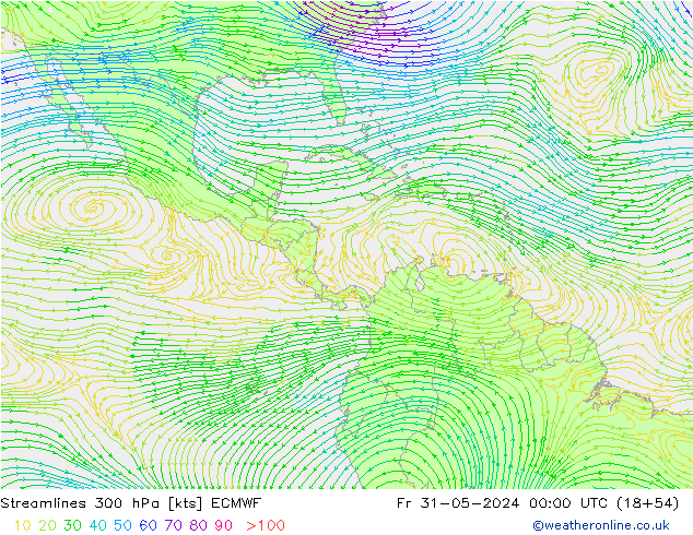 Streamlines 300 hPa ECMWF Fr 31.05.2024 00 UTC