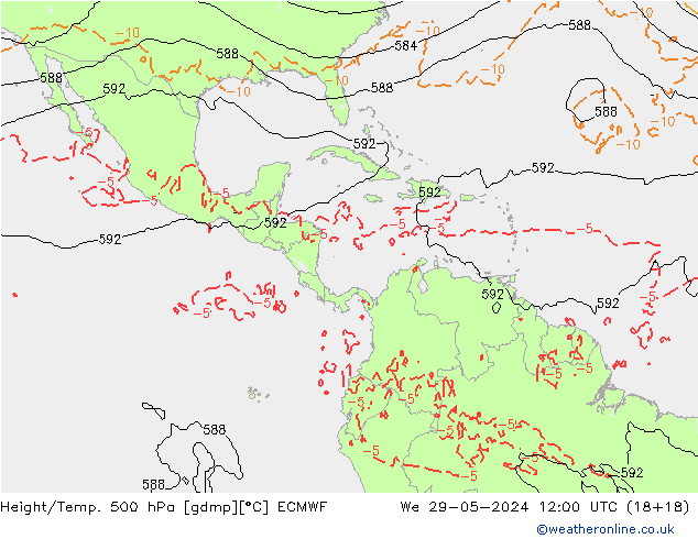 Z500/Regen(+SLP)/Z850 ECMWF wo 29.05.2024 12 UTC