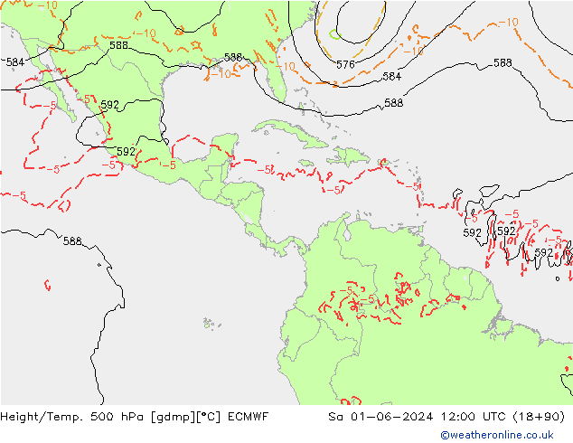 Z500/Rain (+SLP)/Z850 ECMWF Sa 01.06.2024 12 UTC