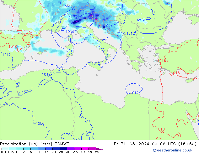 Z500/Rain (+SLP)/Z850 ECMWF  31.05.2024 06 UTC