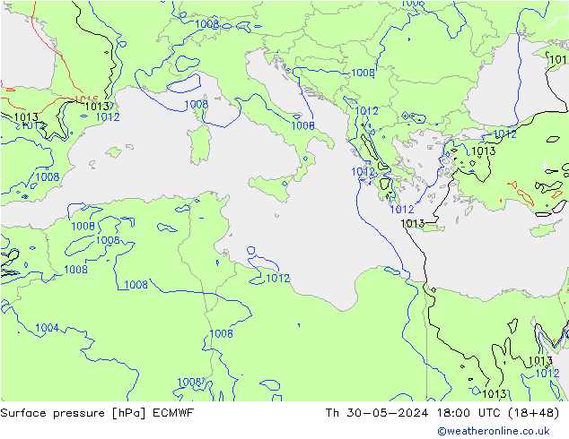 Surface pressure ECMWF Th 30.05.2024 18 UTC