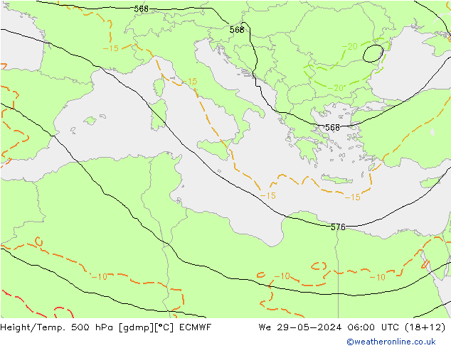 Z500/Rain (+SLP)/Z850 ECMWF We 29.05.2024 06 UTC