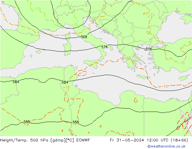 Height/Temp. 500 hPa ECMWF  31.05.2024 12 UTC