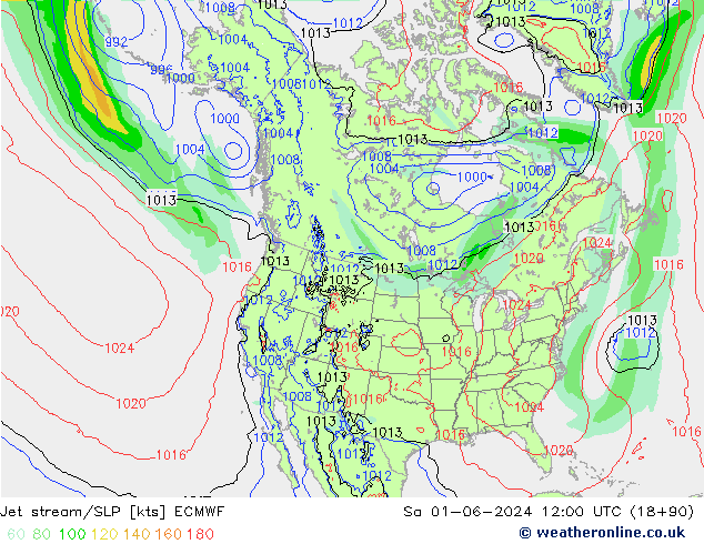 Corrente a getto ECMWF sab 01.06.2024 12 UTC