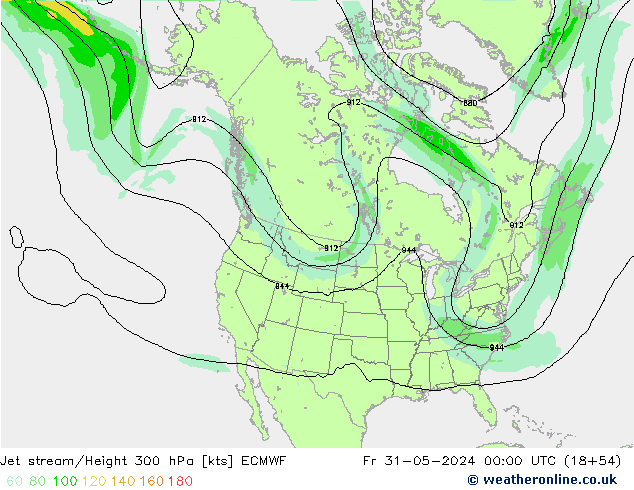 Jet stream/Height 300 hPa ECMWF Fr 31.05.2024 00 UTC