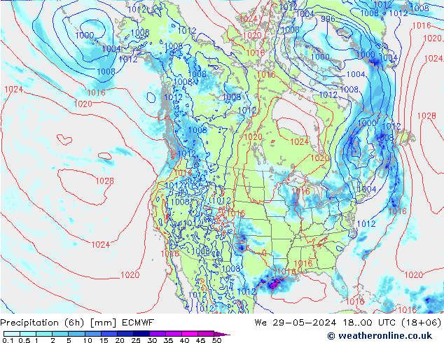 Precipitation (6h) ECMWF St 29.05.2024 00 UTC