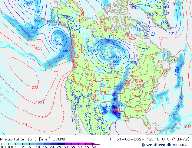 Z500/Rain (+SLP)/Z850 ECMWF ven 31.05.2024 18 UTC