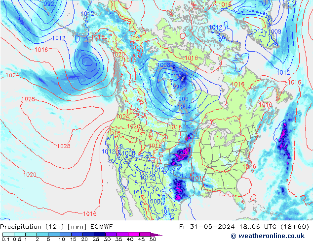 Precipitação (12h) ECMWF Sex 31.05.2024 06 UTC