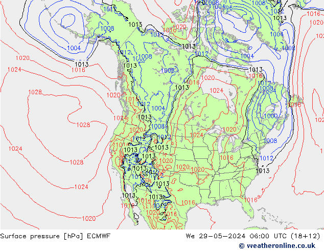 Yer basıncı ECMWF Çar 29.05.2024 06 UTC