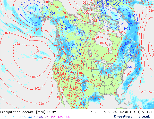 Nied. akkumuliert ECMWF Mi 29.05.2024 06 UTC