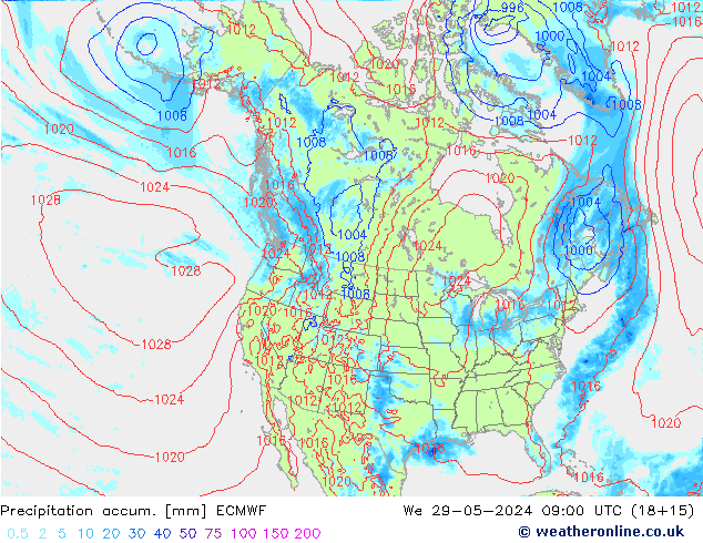 Precipitation accum. ECMWF St 29.05.2024 09 UTC