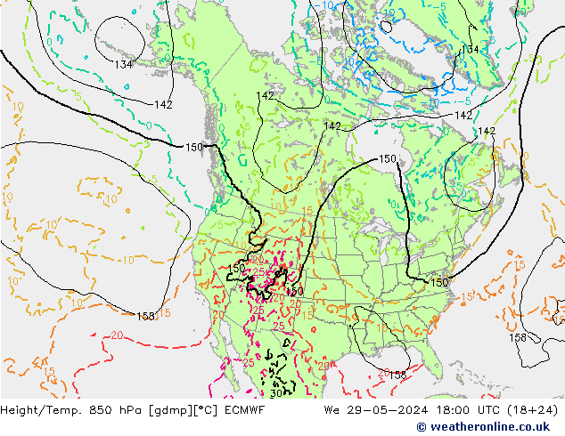 Z500/Rain (+SLP)/Z850 ECMWF We 29.05.2024 18 UTC