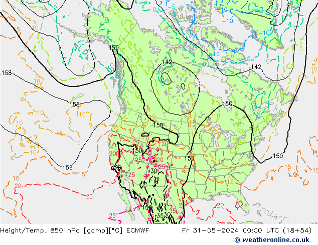 Z500/Rain (+SLP)/Z850 ECMWF Fr 31.05.2024 00 UTC