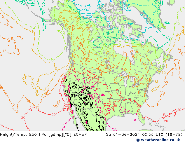 Height/Temp. 850 hPa ECMWF so. 01.06.2024 00 UTC