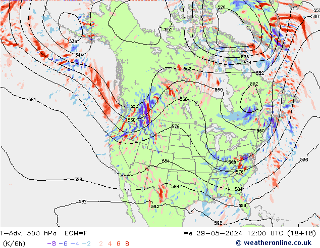 T-Adv. 500 hPa ECMWF Qua 29.05.2024 12 UTC