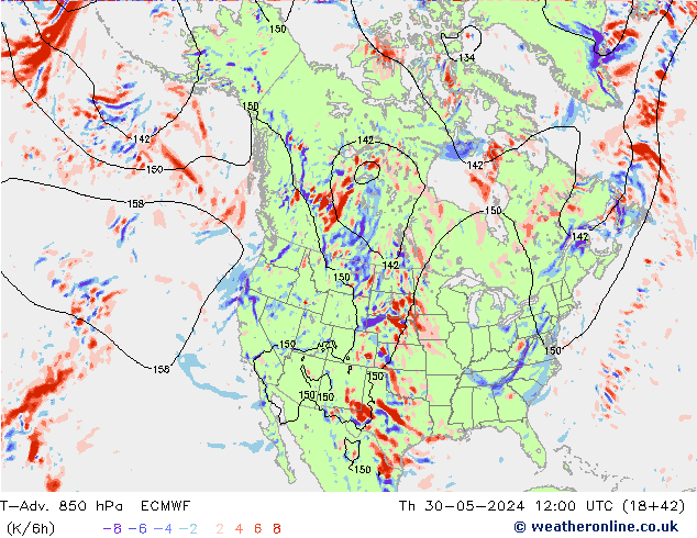 T-Adv. 850 hPa ECMWF Per 30.05.2024 12 UTC