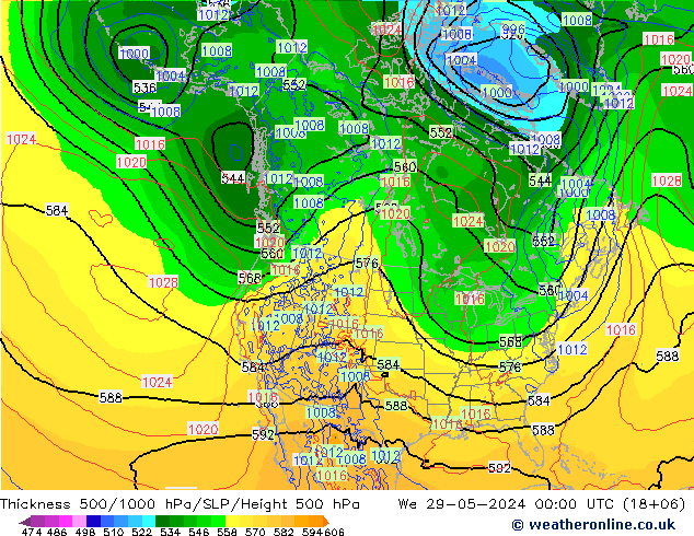 500-1000 hPa Kalınlığı ECMWF Çar 29.05.2024 00 UTC