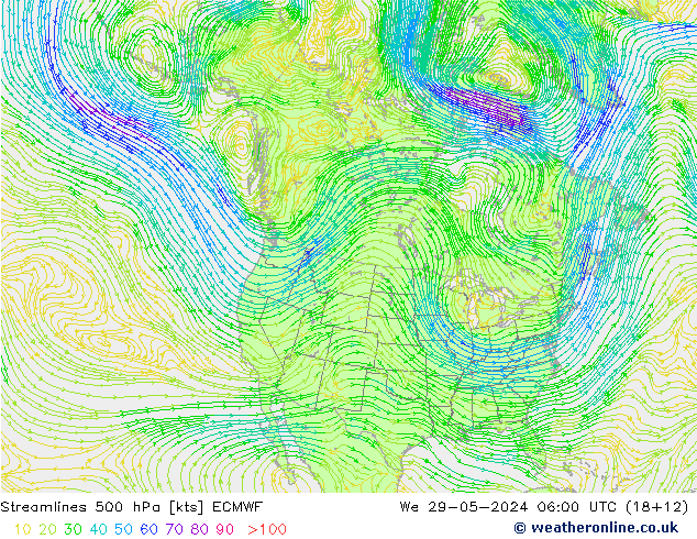 Stromlinien 500 hPa ECMWF Mi 29.05.2024 06 UTC