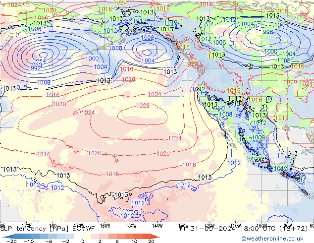 SLP tendency ECMWF Fr 31.05.2024 18 UTC