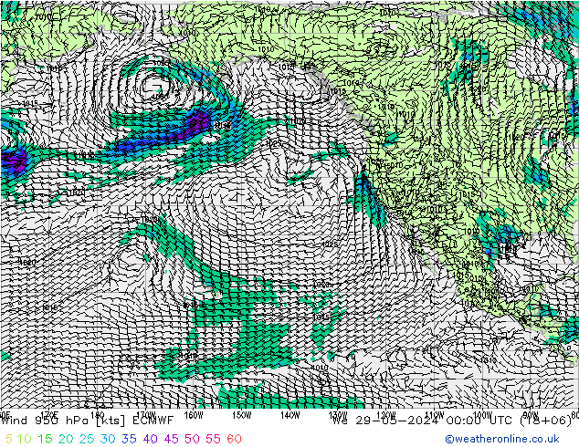 Wind 950 hPa ECMWF We 29.05.2024 00 UTC