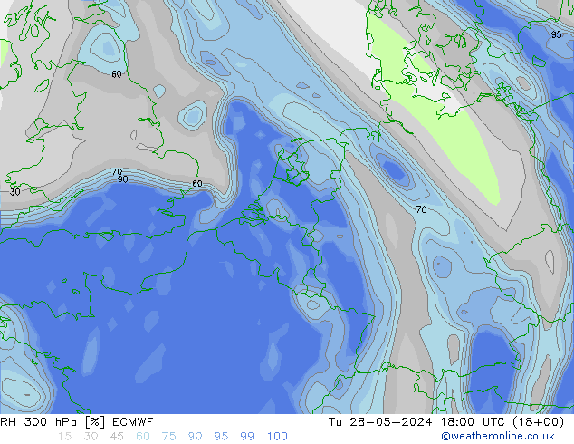 300 hPa Nispi Nem ECMWF Sa 28.05.2024 18 UTC