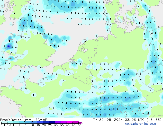 Neerslag ECMWF do 30.05.2024 06 UTC