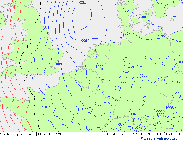 pression de l'air ECMWF jeu 30.05.2024 15 UTC