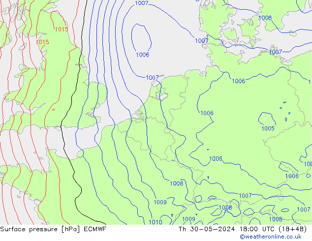 pressão do solo ECMWF Qui 30.05.2024 18 UTC