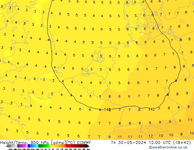 Z500/Yağmur (+YB)/Z850 ECMWF Per 30.05.2024 12 UTC