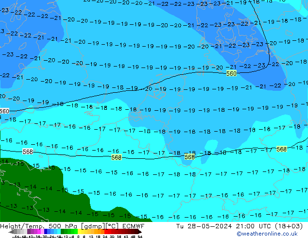 Height/Temp. 500 hPa ECMWF Ter 28.05.2024 21 UTC