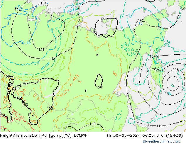 Z500/Rain (+SLP)/Z850 ECMWF Čt 30.05.2024 06 UTC