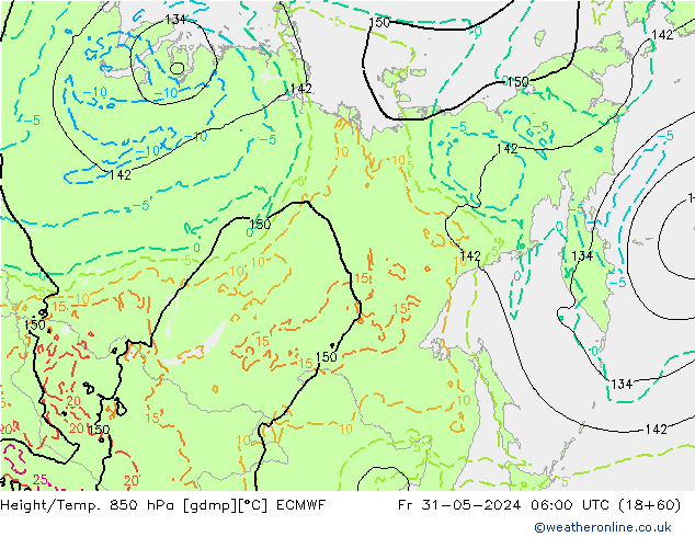 Z500/Rain (+SLP)/Z850 ECMWF Fr 31.05.2024 06 UTC