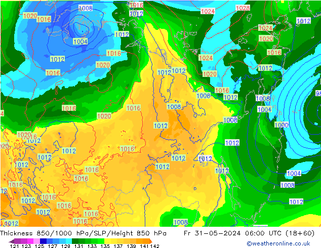 Thck 850-1000 hPa ECMWF pt. 31.05.2024 06 UTC